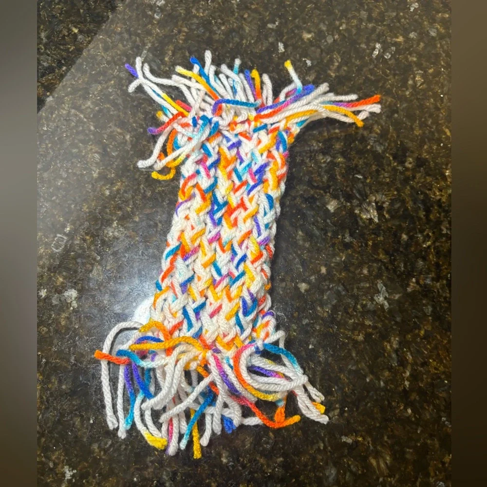 NWOT Rainbow Knit Mug Rug Coaster